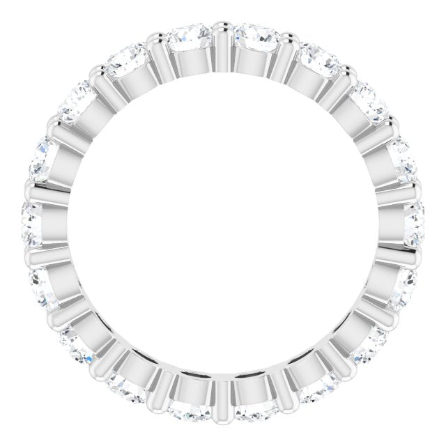 10K Gold Round Natural Diamond Shared-Prong Eternity Band – 3.2 mm Stones - White Gold - view 2