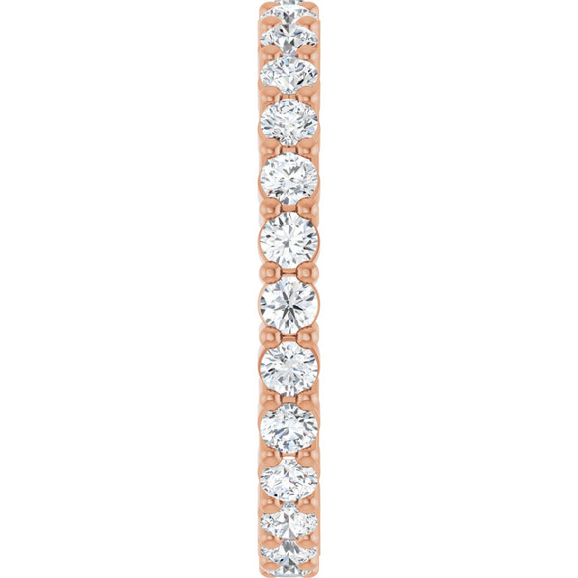 10K Gold Round Lab-Grown Diamond Shared-Prong Eternity Band – 2 mm Stones - Rose Gold - view 4