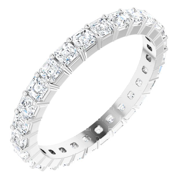 14K Gold Asscher Lab-Grown Diamond Shared-Prong Eternity Band – 2x2 mm Stones - White Gold