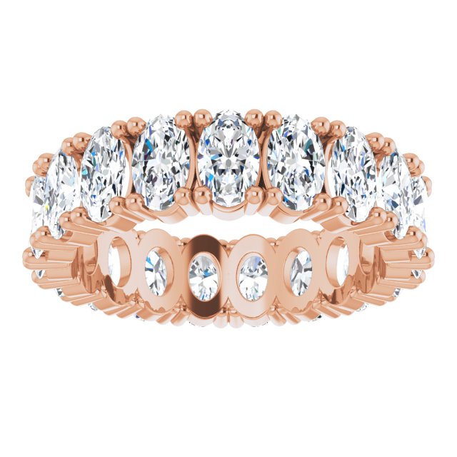 10K Gold Oval Lab-Grown Diamond Shared-Prong Eternity Band – 5x3 mm Stones - Rose Gold - view 3