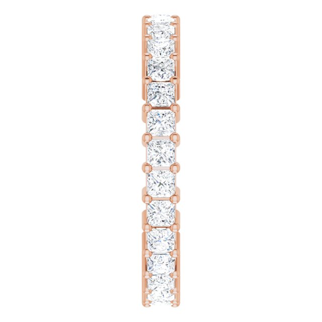 10K Gold Square Lab-Grown Diamond Shared-Prong Eternity Band – 2x2 mm Stones - Rose Gold - view 4