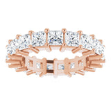 10K Gold Square Natural Diamond Shared-Prong Eternity Band – 3.25x3.25 mm Stones - Rose Gold - view 3