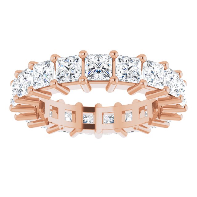 10K Gold Square Natural Diamond Shared-Prong Eternity Band – 3.25x3.25 mm Stones - Rose Gold - view 3