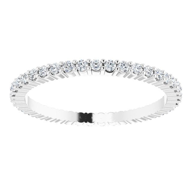 10K Gold Round Lab-Grown Diamond Shared-Prong Eternity Band – 1.3 mm Stones - White Gold - view 3