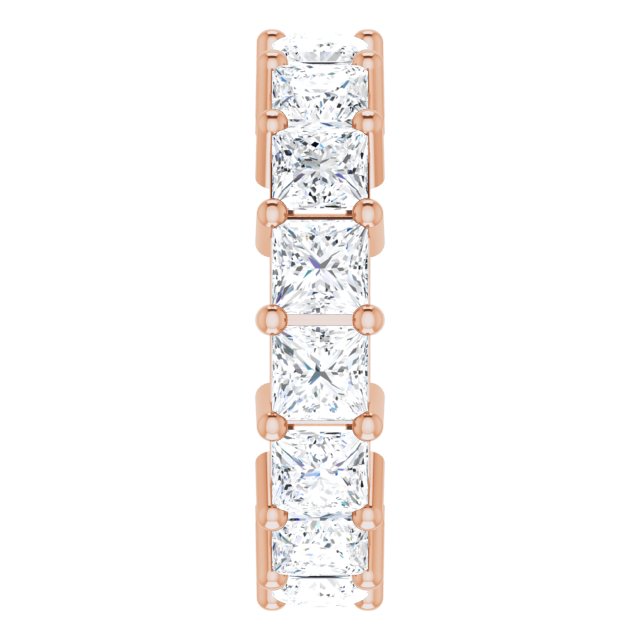 10K Gold Square Lab-Grown Diamond Shared-Prong Eternity Band – 4x4 mm Stones - Rose Gold - view 4