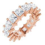 10K Gold Square Natural Diamond Shared-Prong Eternity Band – 4x4 mm Stones - Rose Gold