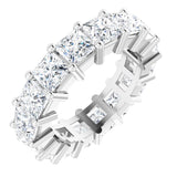 10K Gold Square Natural Diamond Shared-Prong Eternity Band – 4x4 mm Stones - White Gold