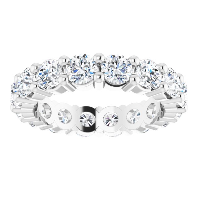 10K Gold Round Natural Diamond Shared-Prong Eternity Band – 3.75 mm Stones - White Gold - view 3