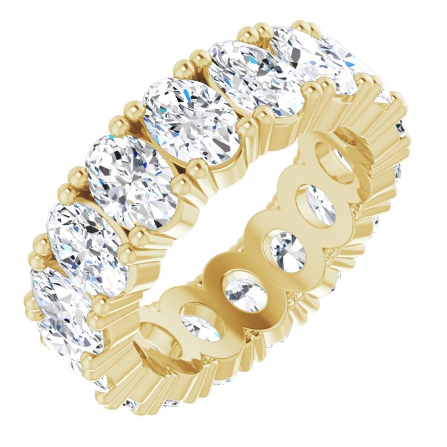 14K Gold Oval Lab-Grown Diamond Shared-Prong Eternity Band – 6x4 mm Stones - Yellow Gold