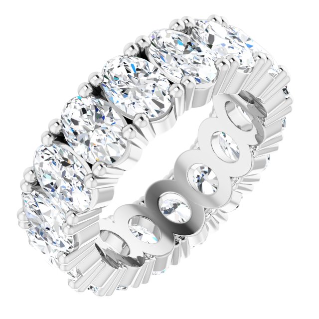 Platinum Oval Natural Diamond Shared-Prong Eternity Band – 6x4 mm Stones