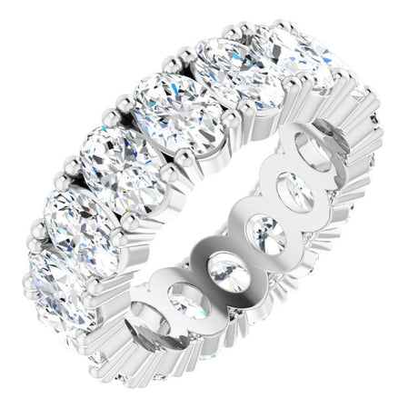 10K Gold Oval Lab-Grown Diamond Shared-Prong Eternity Band – 6x4 mm Stones - White Gold
