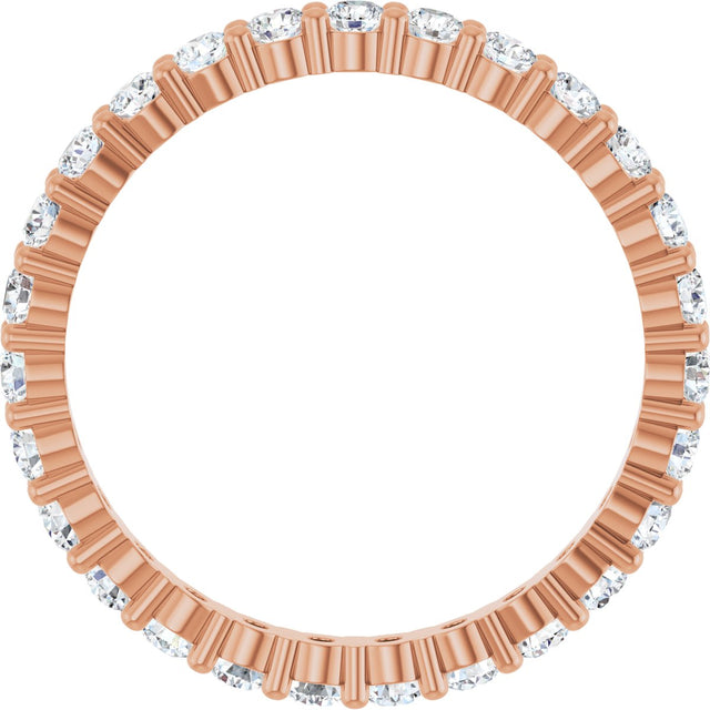 10K Gold Round Natural Diamond Shared-Prong Eternity Band – 2 mm Stones - Rose Gold - view 2