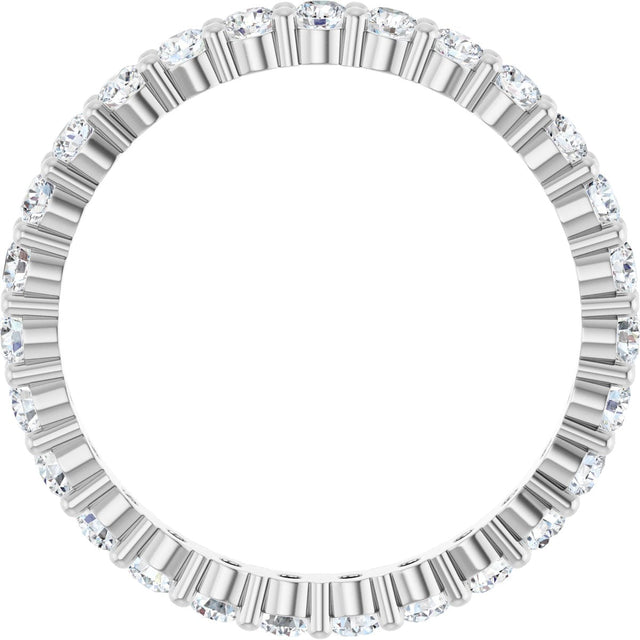 10K Gold Round Lab-Grown Diamond Shared-Prong Eternity Band – 2 mm Stones - White Gold - view 2