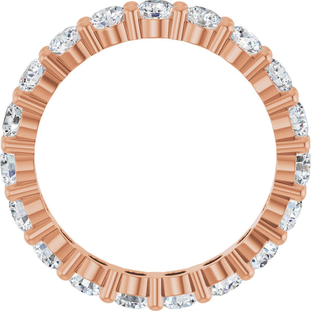 10K Gold Round Lab-Grown Diamond Shared-Prong Eternity Band – 3 mm Stones - Rose Gold - view 2