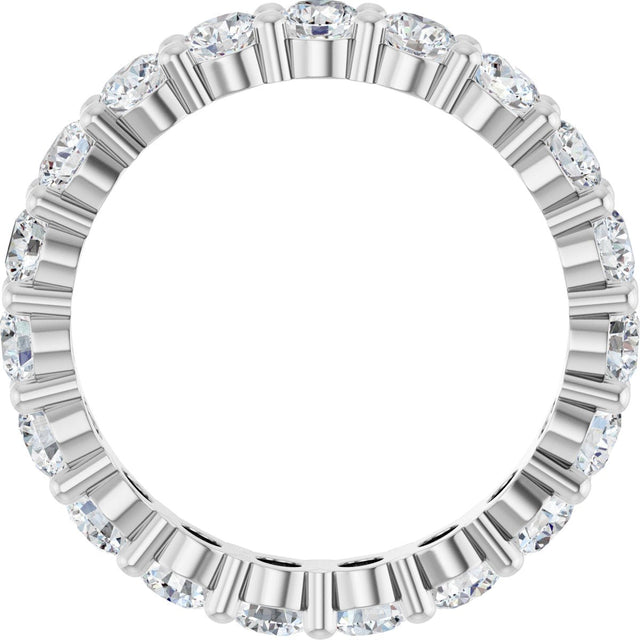 10K Gold Round Lab-Grown Diamond Shared-Prong Eternity Band – 3 mm Stones - White Gold - view 2