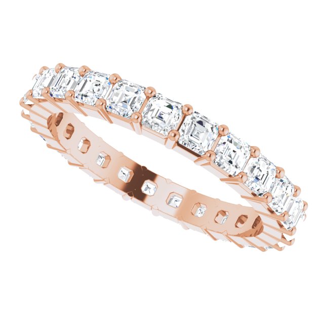 14K Gold Asscher Lab-Grown Diamond Shared-Prong Eternity Band – 2.3x2.3 mm Stones - Rose Gold - view 5