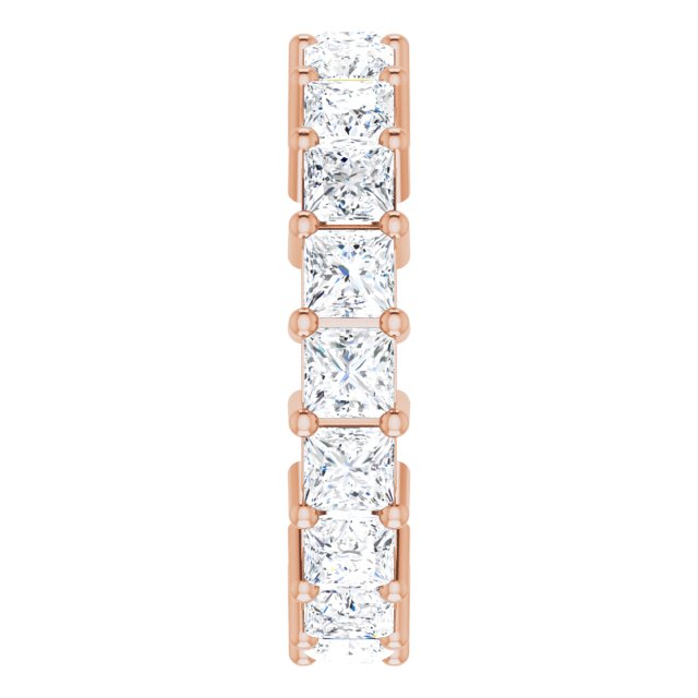 10K Gold Square Natural Diamond Shared-Prong Eternity Band – 3.25x3.25 mm Stones - Rose Gold - view 4