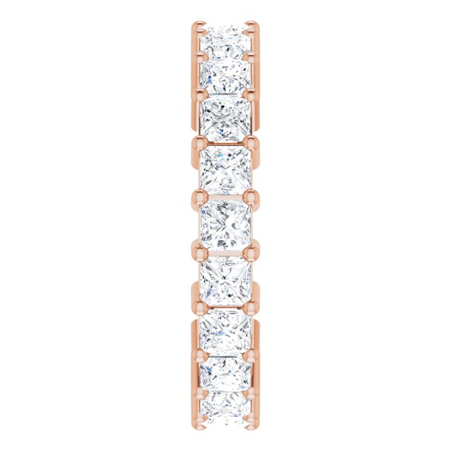 10K Gold Square Natural Diamond Shared-Prong Eternity Band – 2.75x2.75 mm Stones - Rose Gold - view 4