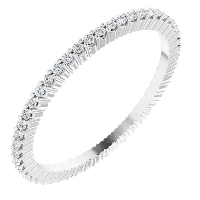 10K Gold Round Lab-Grown Diamond Shared-Prong Eternity Band – 1 mm Stones - White Gold