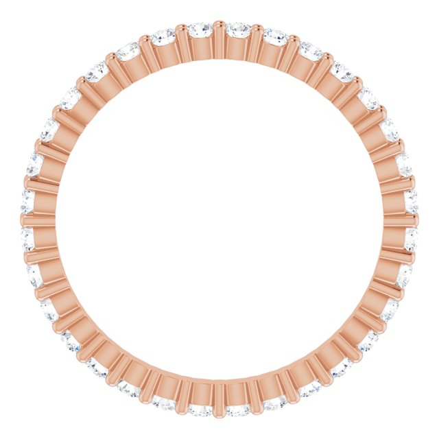 10K Gold Round Natural Diamond Shared-Prong Eternity Band – 1.7 mm Stones - Rose Gold - view 2