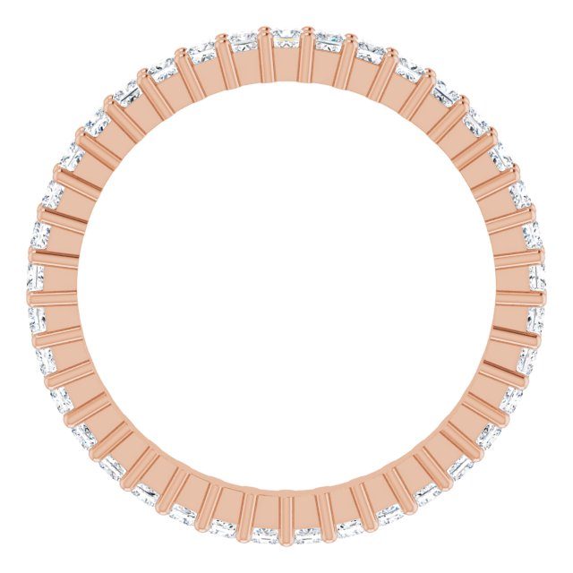 10K Gold Square Lab-Grown Diamond Shared-Prong Eternity Band – 1.5x1.5 mm Stones - Rose Gold - view 2