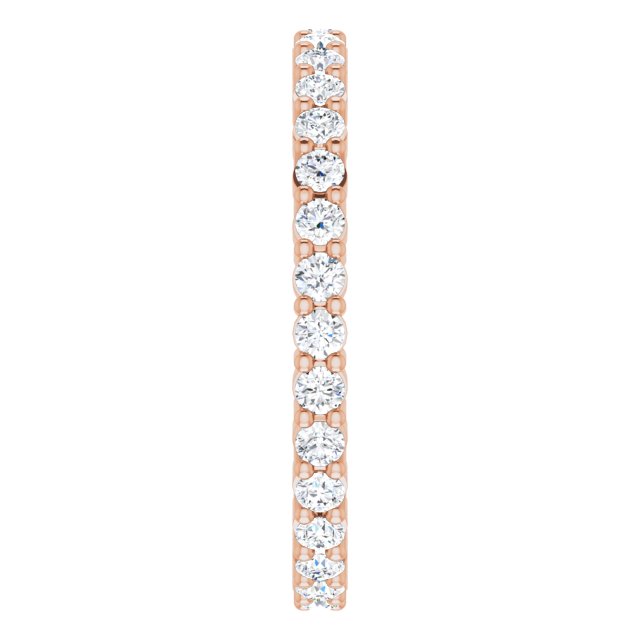 10K Gold Round Natural Diamond Shared-Prong Eternity Band – 1.75 mm Stones - Rose Gold - view 4