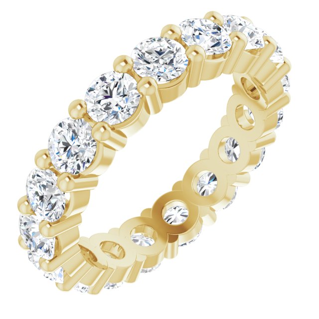 14K Gold Round Lab-Grown Diamond Shared-Prong Eternity Band – 3.5 mm Stones - Yellow Gold