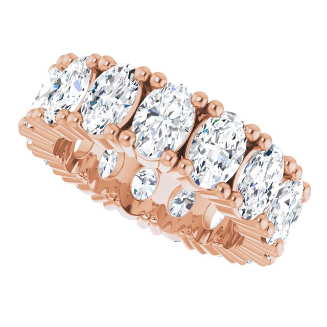 10K Gold Oval Lab-Grown Diamond Shared-Prong Eternity Band – 6x4 mm Stones - Rose Gold - view 5
