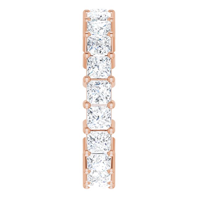 10K Gold Square Lab-Grown Diamond Shared-Prong Eternity Band – 3x3 mm Stones - Rose Gold - view 4