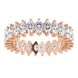 14K Gold Marquise Natural Diamond Shared-Prong Eternity Band – 4x2 mm Stones - Rose Gold - view 3