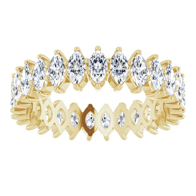14K Gold Marquise Natural Diamond Shared-Prong Eternity Band – 4x2 mm Stones - Yellow Gold - view 3