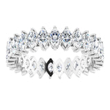 14K Gold Marquise Natural Diamond Shared-Prong Eternity Band – 4x2 mm Stones - White Gold - view 3