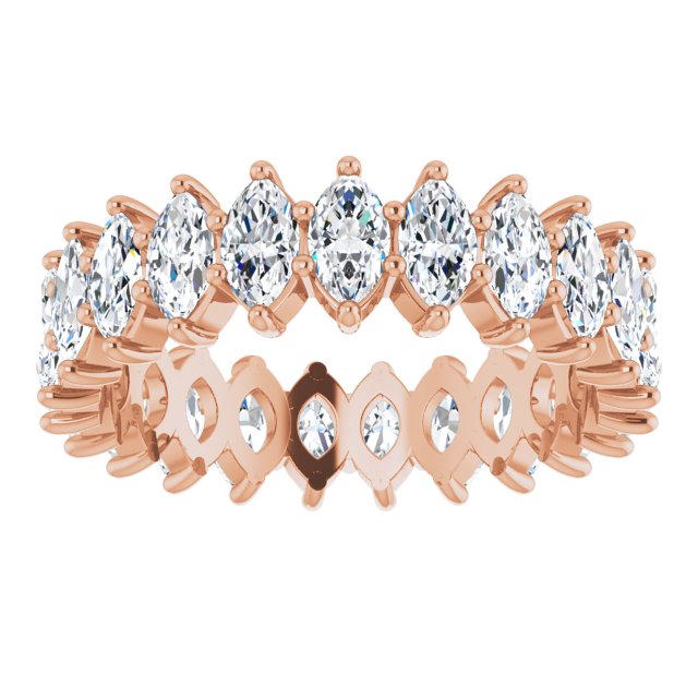 14K Gold Marquise Lab-Grown Diamond Shared-Prong Eternity Band – 4.5x2.5 mm Stones - Rose Gold - view 3