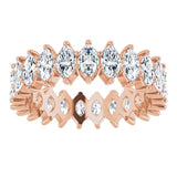 14K Gold Marquise Natural Diamond Shared-Prong Eternity Band – 4.5x2.5 mm Stones - Rose Gold - view 3