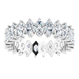 14K Gold Marquise Natural Diamond Shared-Prong Eternity Band – 4.5x2.5 mm Stones - White Gold - view 3