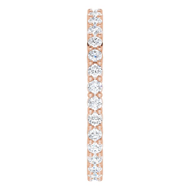 10K Gold Round Lab-Grown Diamond Shared-Prong Eternity Band – 1.7 mm Stones - Rose Gold - view 4