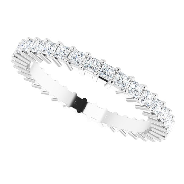 10K Gold Square Natural Diamond Shared-Prong Eternity Band – 1.5x1.5 mm Stones - White Gold - view 5