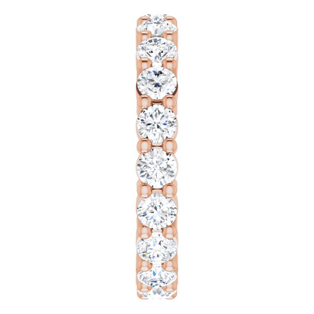 10K Gold Round Lab-Grown Diamond Shared-Prong Eternity Band – 3 mm Stones - Rose Gold - view 4