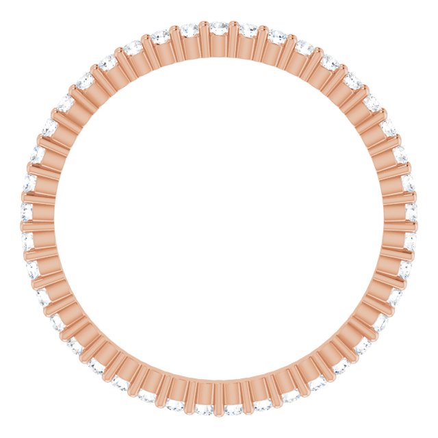 10K Gold Round Lab-Grown Diamond Shared-Prong Eternity Band – 1.3 mm Stones - Rose Gold - view 2