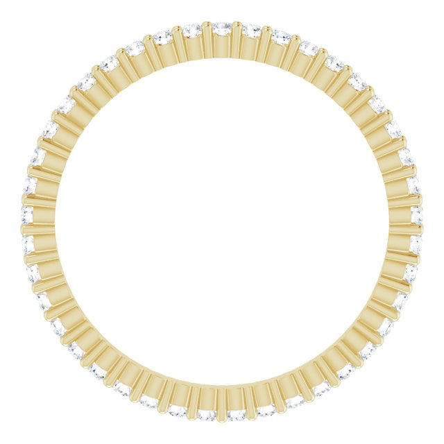 14K Gold Round Lab-Grown Diamond Shared-Prong Eternity Band – 1.3 mm Stones - Yellow Gold - view 2