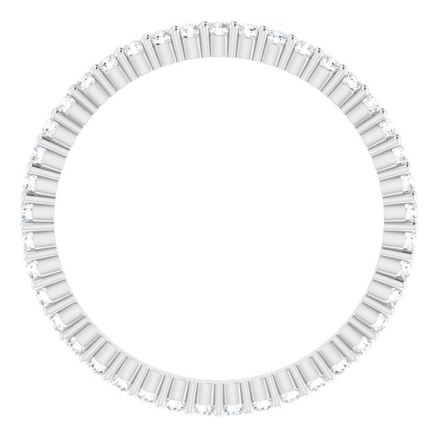 10K Gold Round Natural Diamond Shared-Prong Eternity Band – 1.3 mm Stones - White Gold - view 2