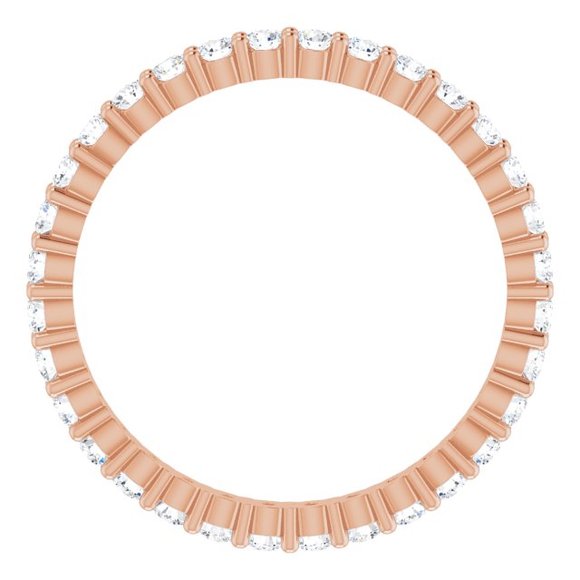 10K Gold Round Natural Diamond Shared-Prong Eternity Band – 1.75 mm Stones - Rose Gold - view 2