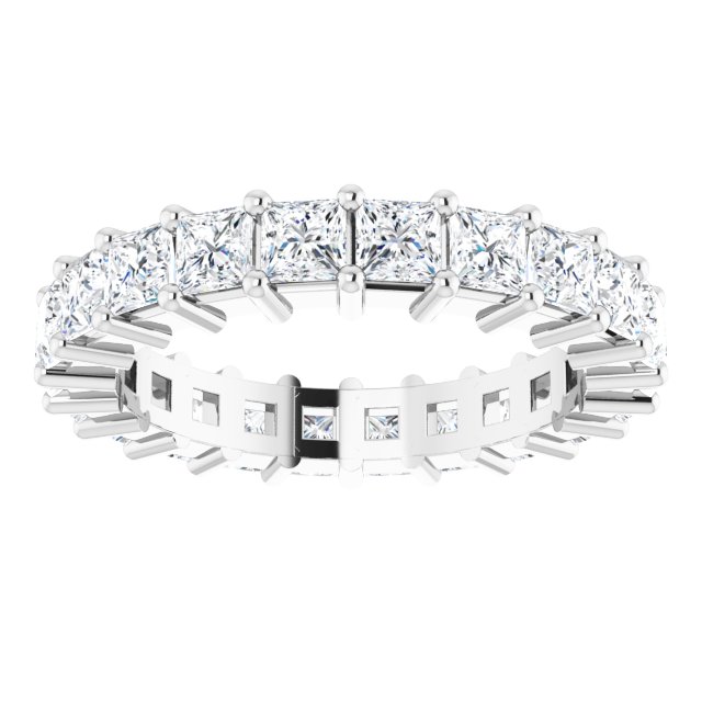 10K Gold Square Natural Diamond Shared-Prong Eternity Band – 2.75x2.75 mm Stones - White Gold - view 3