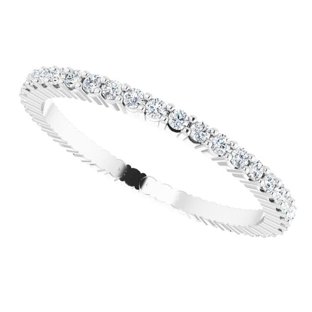 10K Gold Round Lab-Grown Diamond Shared-Prong Eternity Band – 1.3 mm Stones - White Gold - view 5