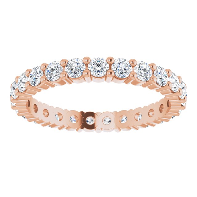 10K Gold Round Lab-Grown Diamond Shared-Prong Eternity Band – 2.25 mm Stones - Rose Gold - view 3