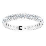10K Gold Round Natural Diamond Shared-Prong Eternity Band – 2.25 mm Stones - White Gold - view 3