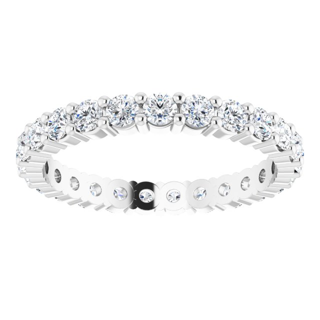 10K Gold Round Natural Diamond Shared-Prong Eternity Band – 2.25 mm Stones - White Gold - view 3