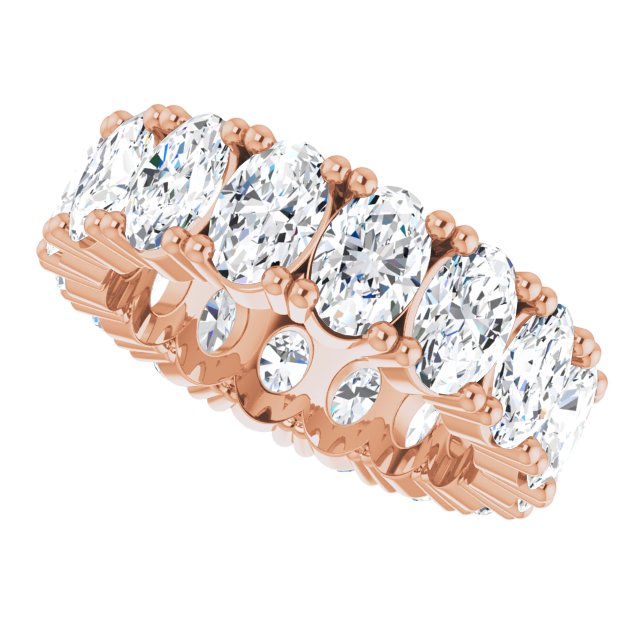 10K Gold Oval Lab-Grown Diamond Shared-Prong Eternity Band – 6x4 mm Stones - Rose Gold - view 5