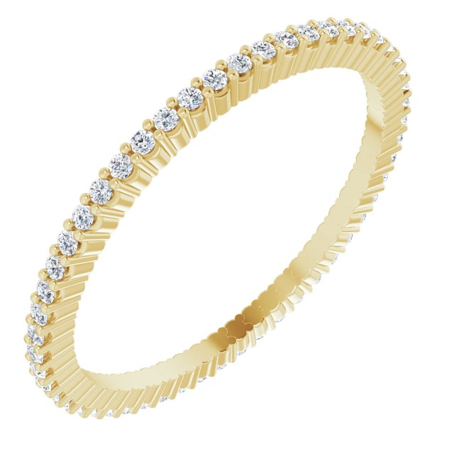 14K Gold Round Lab-Grown Diamond Shared-Prong Eternity Band – 1 mm Stones - Yellow Gold