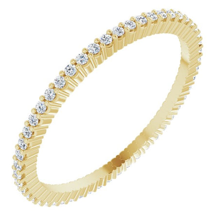 10K Gold Round Natural Diamond Shared-Prong Eternity Band – 1 mm Stones - Yellow Gold